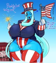 4th_of_july ass big_ass big_breasts blue_diamond_(steven_universe) blue_hair blue_skin breasts dr._pepper dr_pepper female flag fourth_of_july giantess gokusenpai huge_ass huge_breasts larger_female leotard older_female one-piece_swimsuit onesie steven_universe stockings striped sweat sweating sweaty sweaty_body sweaty_thighs text thick_ass thick_thighs