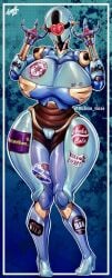 1girls assaultron assaultron_(fallout) big_ass big_breasts big_butt big_thighs blue_body breasts claws commission fallout fallout_(series) fallout_4 female female_focus glistening glistening_body heart_eyes high_heels juggertuul large_breasts large_butt machine nipple_covers oc original_character pussy_covered red_eyes robot robot_girl robot_joints sex_machine sex_slave sex_toy shiny_skin suggestive suggestive_look suggestive_pose thick_thighs voluptuous voluptuous_female wide_hips z1-x1
