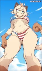 big_breasts breasts cleavage female furry huge_breasts meowth pokemon thick_thighs wide_hips yorusagi