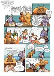 absurd_res anal anal_sex anthro antlers armpit_hair balls bodily_fluids body_hair bottomwear bovid bovine cattle claude_kenji clothing comic dialogue dialogue_box dragon drinking_beer eastern_dragon english_text erection erection_under_clothing facial_piercing genital_fluids genitals hair hair_over_eye hi_res highland_cattle horn jack_toreto_(thekbear) knot knotted_penis leaking_precum male mammal muscular muscular_anthro muscular_male mythological_creature mythological_scalie mythology nose_piercing nose_ring penetration penis piercing precum precum_through_clothing ring_piercing scalie shirt shorts size_difference slightly_chubby slightly_chubby_male speech_bubble tank_top text thekinkybear topwear wet wet_clothing