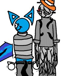 1:1 anthro armless belt blue_body blue_fur bovid caprine clothing digital_media_(artwork) duo fur grey_body grey_fur grin humanoid idkrandom958 low_res male male/male mammal microsoft_paint_(artwork) nervous nervous_smile niko_mendax_(idkrandom958) sex sheep small_tail smile sweater tail tentacle tentacle_sex topwear traffic_cone