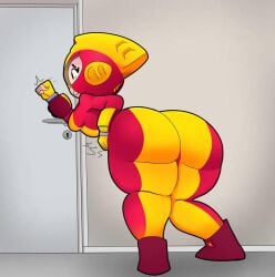 ass bathroom big_ass brawl brawl_stars desiree door fart fart_fetish hurry_up max_(brawl_stars) wet_fart