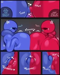 2025 2d 2girls 4random_user_(artist) annoyed annoyed_expression artist_upload big_areola blue_body blue_skin blush blush blush_lines breast_grab breast_press breast_squeeze breast_squish breast_to_breast breasts breasts_bigger_than_head breasts_frottage breasts_out comic female female/female female_focus female_only gradient_background grey_background heart heart_symbol huge_breasts imaginary_friend_(pressure) looking_at_another nipple_fondling nipple_squeeze no_eyes not_so_imaginary_friend_(pressure) pressure_(roblox) red_body red_skin roblox roblox_game tagme tentacle tentacle tentacle_breast_grab text text_bubble white_eyes