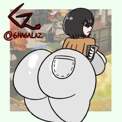 ass ass attack_on_titan big_ass big_breasts big_butt breasts ghagalaz huge_ass huge_breasts huge_butt jeans mikasa_ackerman presenting presenting_ass presenting_hindquarters shingeki_no_kyojin short_hair tight_clothing tight_jeans