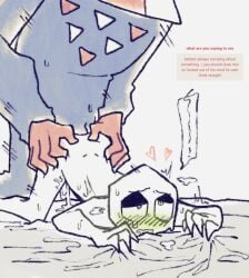 2boys anal anal_sex blush bodily_fluids cum deltarune duo gay genital_fluids genitals heart male male/male male_only non-human non-human_only on_bed penetration pippins_(deltarune) pippins_kin size_difference sketch zapper_(deltarune)