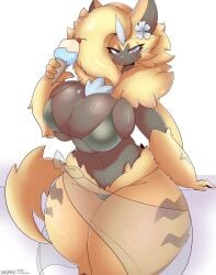 aurora_(nbanoob) big_breasts bikini breasts cleavage female furry huge_breasts pokemon pokemon_(species) salchikokokoko tagme thick_thighs wide_hips zeraora