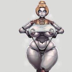 1girls ai_generated blonde_hair blue_eyes cameltoe dark_nipples doll_joints lace league_of_legends looking_at_viewer orianna panty_pull plump_lips riot_games robot robot_girl see-through_clothing simple_background solo_female stable_diffusion thick_thighs thong wide_hips