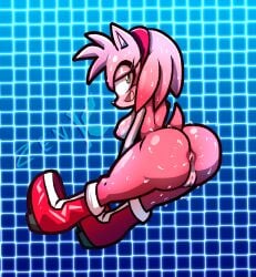 amy_rose breasts female nude_female presenting_hindquarters sideboob sonic_(series) sonic_battle source_request sweaty_body toukitsune