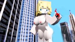 big_ass big_breasts blue_eyes building giant_female helicopter maitran3k7 minecraft naked_female nude_female pouting prisma3d prisma3dminecraft prisma3dnsfw prostitute pussy yellow_hair