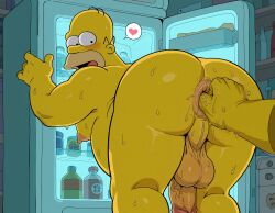 1boy 20th_century_fox 20th_century_studios ai_generated anal_juice anus ass ass_focus bald bald_male balls belly bent_over blush dilf fat fat_ass fat_male fingering fingering_anus fisting fisting_anus food gay genitals heart homer_simpson human indoors large_ass looking_back male male_nipples male_only mature mature_male moobs nipple nude nude_male obese obese_male open_mouth overweight overweight_male penis refrigerator sweat sweating testicles the_simpsons thick_ass yellow_skin