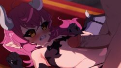 dorokuma embarrassed flat_chest paizuri size_difference succubus titjob unknown_male