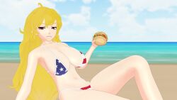 american_flag_bikini fourth_of_july rwby tagme theblackbirdcalls yang_xiao_long