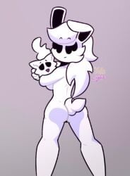 ass cube_459_(geometry_dash) eyelashes feline femgram geometry_dash hair long_hair long_hair_female white_fur yellolight