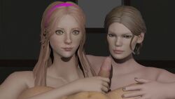 2girl 2girls 2girls1boy blowjob blowjob_only brown_hair brown_hair_female connie_taylor double_blowjob double_handjob female male naked naked_female naked_male nude nude_female nude_male sex sissy_slaughter tagme texas_chainsaw_massacre texas_chainsaw_massacre_game the_texas_chainsaw_massacre video