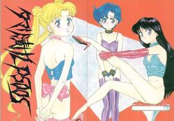 1990s 1992 20th_century 3girls ami_mizuno ass bishoujo_senshi_sailor_moon black_hair blonde_hair blue_hair bottomless color doujin_cover female female_only hair high_heels human long_hair multiple_girls rei_hino samemaro sitting standing tagme usagi_tsukino