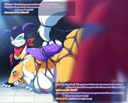 68_(artist) anthro ball_gag black_nose blue_sclera bondage bound breasts breathable_gag canine censored countershading dialogue digimon domination duo_focus english_text female femsub forced fur furry gag gagged group guilmon hands_behind_back hard_translated humanoid imminent_rape impmon larger_female larger_male lying male male_domination maledom mammal mosaic_censoring multicolored_fur multiple_doms nipples nude on_front pussy renamon rope rope_bondage scalie size_difference smaller_male standing submissive submissive_female tagme tail tail_bondage text translated two_doms_one_sub two_tone_fur white_countershading white_fur yellow_fur