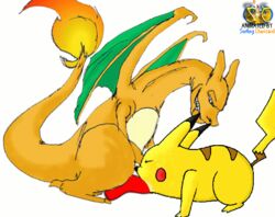 animated charizard feral nintendo pikachu pokémon_(species) pokemon pokemon_(species) surfing_charizard