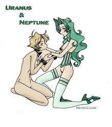 2girls bishoujo_senshi_sailor_moon blonde_hair catt-chan clothing corset female female_only green_hair haruka_tenou high_heels kneeling long_hair michiru_kaiou multiple_girls sailor_neptune sailor_uranus short_hair small_breasts stockings yuri