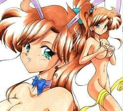 1990s 1997 1girls 20th_century bishoujo_senshi_sailor_moon breasts bunny_ears covering covering_breasts female female_only makoto_kino medium_breasts multiple_views nude occult_(artist) solo tagme
