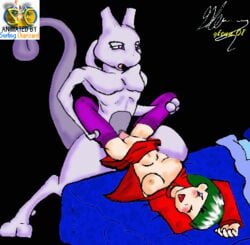 . 2001 animated female human lowres male male_pokemon/female_human mewtwo pokemon pokemon_(species) pokephilia sabrina_(pokemon) straight surfing_charizard