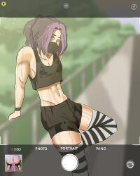 abs ass boy dick femboy fit masked_male muscular penis picture purple_hair