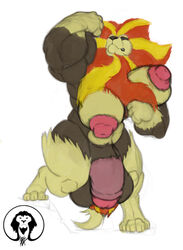 1girls anthro anthrofied balls big_breasts big_muscles big_testicles breasts dickgirl extreme_muscles feline flaccid flexing fluffy furry futanari huge_breasts huge_nipples huge_testicles humanoid_penis hyper hyper_penis hyper_testicles intersex mammal mane muscular nintendo penis pokémon_(species) pokemon pokemon_xy pose pyroar rock sketch solo testicles text thick_penis video_games watermark xatanlion