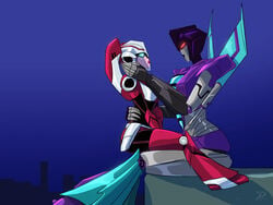 2girls arcee autobot decepticon female female_autobots female_decepticons female_only lesbian raikohillust robot robot_girl slipstream tagme transformers transformers_animated yuri