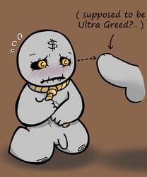 2017 balls blush erection hi_res humanoid male monster noose penis simple_background super_greed_(the_binding_of_isaac) suspendedpain text the_binding_of_isaac yaoi