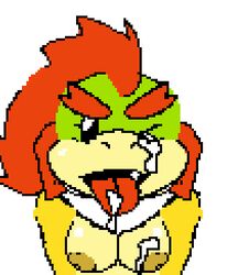 1girls artist_request bowser_jr. breasts cum cum_on_breasts cum_on_eyes cum_on_face cum_on_tongue female female_only genderswap_(mtf) human koopa mammal mario_(series) nintendo nipples pixel_art rule_63 scalie simple_background solo tagme tongue video_games white_background