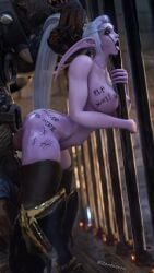 1boy 1girls 3d ahe_gao bent_over big_breasts blizzard_entertainment body_writing breasts female gnoll hair_pull hogger interspecies maiev_shadowsong male night_elf pink_skin ponytail pussy sex size_difference vaginal_penetration vaginal_sex warcraft white_hair world_of_warcraft zentaeron