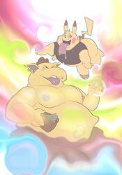 drooling drowzee ero_(character) eroborus hypnosis male mind_control nintendo nipples overweight penis piercing pikachu pokémon_(species) pokemon saliva video_games yaoi