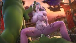 1boy 1girls 2boys 3d belly_bulge blizzard_entertainment body_writing breasts cock_on_face cum cum_in_pussy cum_inside cum_on_body cum_on_breasts fellatio female green_skin handjob horde_banner horde_domination horde_symbol interspecies maiev_shadowsong male night_elf oral oral_sex orc orc_(warcraft) orced penis pink_skin public pussy sex vaginal_penetration vaginal_sex warcraft white_hair world_of_warcraft zentaeron