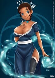 1girls areolae ass avatar_the_last_airbender big_ass blue_dress blue_eyes braid breasts brown_hair choker cleavage clothed clothing dark-skinned_female dark_skin delta26 dress erect_nipples erect_nipples_under_clothes female female_only front_view hand_on_breast huge_breasts human katara large_breasts long_hair nickelodeon nipple_bulge ponytail side_slit sidelocks signature single_braid smile solo standing stockings straight_hair thighhighs water waterbending