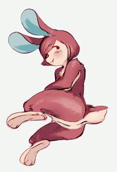 animal_crossing anthro anus ass blush buckteeth carmen_(animal_crossing) female lagomorph mammal nintendo nude pussy rabbit short_tail simple_background solo teeth video_games wetcircuits white_background