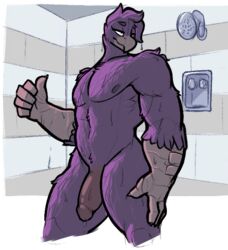 alpha_channel avian barazoku feathers half-erect male male_only muscular muscular_male nipples nude penis purple_feathers remanedur shower solo wet