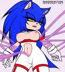 1girls areolae blue_fur breasts claws clothing collar curvy ear_tuft erect_nipples fangs female female_only female_penetrated femsub fur gloves green_eyes hair hedgehog large_breasts lipstick long_hair looking_at_viewer makeup mammal nipples no_bra open_maw rubber rule_63 shadisfaction sonic_(series) sonic_the_hedgehog sonique_the_hedgehog spandex teeth tentacle thick_thighs tight_clothing tongue tuft wide_hips