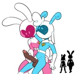 2018 5_fingers anthro armor balls belt boots caprine clothed clothed_sex clothing dark_skin domination erection female femdom footwear gloves handjob helmet horn lagomorph larger_female male mammal miscon model_sheet nervous penis pinku_(miscon) rabbit raito_buru_(miscon) sex simple_background size_difference standing straight sweat uniform visor white_background