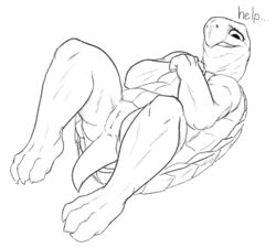 ... 1girls 3_toes accidental_exposure accidentally_stuck anthro anus black_and_white dialogue english_text exposed exposed_anus exposed_pussy feet female female_only femsub feral full-length_portrait grin high-angle_view line_art looking_at_viewer lying monochrome nude on_back portrait pussy reptile scalie shell simple_background smile solo stuck text toes turtle w4g4 white_background