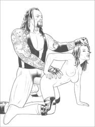 1girls female high-heeled_jill lisa_marie_varon male monochrome nipples penis sex straight testicles the_undertaker uncensored victoria wwe wwe_diva