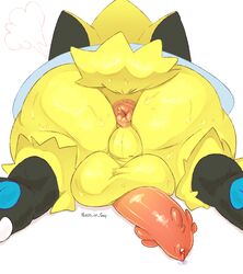 1boy 2018 adras anus ass barbed_penis black_fur claws close-up digital_media_(artwork) erection feet feline fur furry heavy_breathing huge_ass large_penis large_testicles legendary_pokémon male male_only male_zeraora musk nintendo nude original_character pawpads paws penis pink_penis pink_skin pokémon_(species) pokemon pokemon_usm precum puffy_anus signature smell solo solo_male spread_legs sweat tears_of_soy testicles text thick_thighs urethra video_games watermark white_background wide_hips yellow_fur zeraora