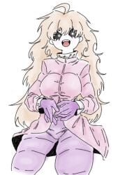 1_eye big_breasts close_breast closed_eye closed_eyes crossti crossti(artist) funny_valentine hand_on_legs jojo's_bizarre_adventure jojo_pose jojo_reference juju_(oc) long_hair oc original original_character steel_ball_run