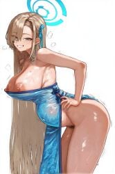 ai_assisted asuna_(blue_archive) blue_archive breasts chinese_clothes dress ichinose_asuna nipples plushyplant pregnant smile