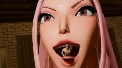 big_dom_small_sub breasts camera camera_view entrapment femdom giantess grabbing kpop_demon_hunters male/female marqualis mira_(kpop_demon_hunters) pink_hair pov questionable_consent reaching_towards_viewer small_sub_big_dom sweat tagme vore