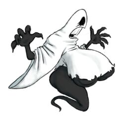 1girls 5_fingers ass big_breasts big_teeth black_eyes black_skin breasts clawed_fingers claws eyelashes female female_only ghost ghost_costume ghost_girl huge_breasts nipples no_legs original_character ripped_clothing side_ass side_butt side_view sideass sidebutt simple_background solo solo_female teeth vr457 white_background