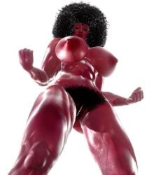 1girls 2d 2d_(artwork) afro big_breasts big_hair black_eyes black_hair breasts buff buff_female cartoon_network clenched_hands female_pubic_hair full_bush garnet_(steven_universe) hairy_pussy huge_breasts large_areolae looking_at_viewer looking_down muscles muscular_female nude realistic red_skin simple_background steven_universe third_eye white_background