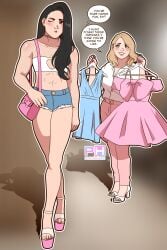 1femboy 1girls crossdressing crossdressing_male femboy gay homosexual homosexual_male muscular_femboy pink_horizons purse sissy speech_bubble text transgender transgender_woman