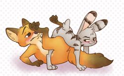3_fingers 3_toes all_fours anal anal_sex anthro anthro_on_anthro ass ass_up biped biting_lip black_eyes black_fur black_nose black_pawpads blush brown_fur canine claws digitigrade dipstick_tail disney dotted_background duo fox fuel_(artist) fur fur_markings gay gloves_(marking) grey_fur half-closed_eyes hindpaw inner_ear_fluff interspecies jack_savage lagomorph larger_male looking_at_partner looking_back looking_pleasured lying male male_only male_penetrating mammal markings multicolored_fur multicolored_tail nick_wilde on_back orange_fur pattern_background pawpads paws penetration pink_nose predator/prey rabbit sex simple_background size_difference small_dom_big_sub smaller_male smile socks_(marking) stripes teeth toe_claws toes two_tone_fur unusual_position white_background white_fur yaoi zootopia