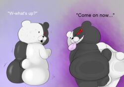 anthro ass balls bear danganronpa da~blueguy dialogue male male_only mammal monokuma presenting smooth_skin solo sweat tongue