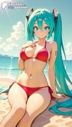 1girls 2026 ai_assisted ai_generated anime aqua_eyes aqua_hair aqua_nails artist_name beach bikini cloud explicit hatsune_miku hi_res high_quality high_resolution highres long_hair nail_polish outdoors patreon patreon_username red_bikini side-tie_bikini sky skypassion solo stable_diffusion swimsuit tattoo twintails very_long_hair vocaloid water watermark