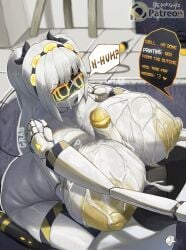 big_ass big_breasts big_penis big_thighs boobjob cum cum_on_breasts cum_on_face epokguyz glitch_productions hyper_breasts imminent_sex j_(murder_drones) male/female murder_drones n_(murder_drones) on_knees paizuri penis_between_breasts yellow_areola